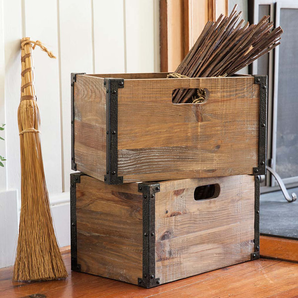 Plow & Hearth Deep Creek Rustic Storage Solid Wood Crate & Reviews